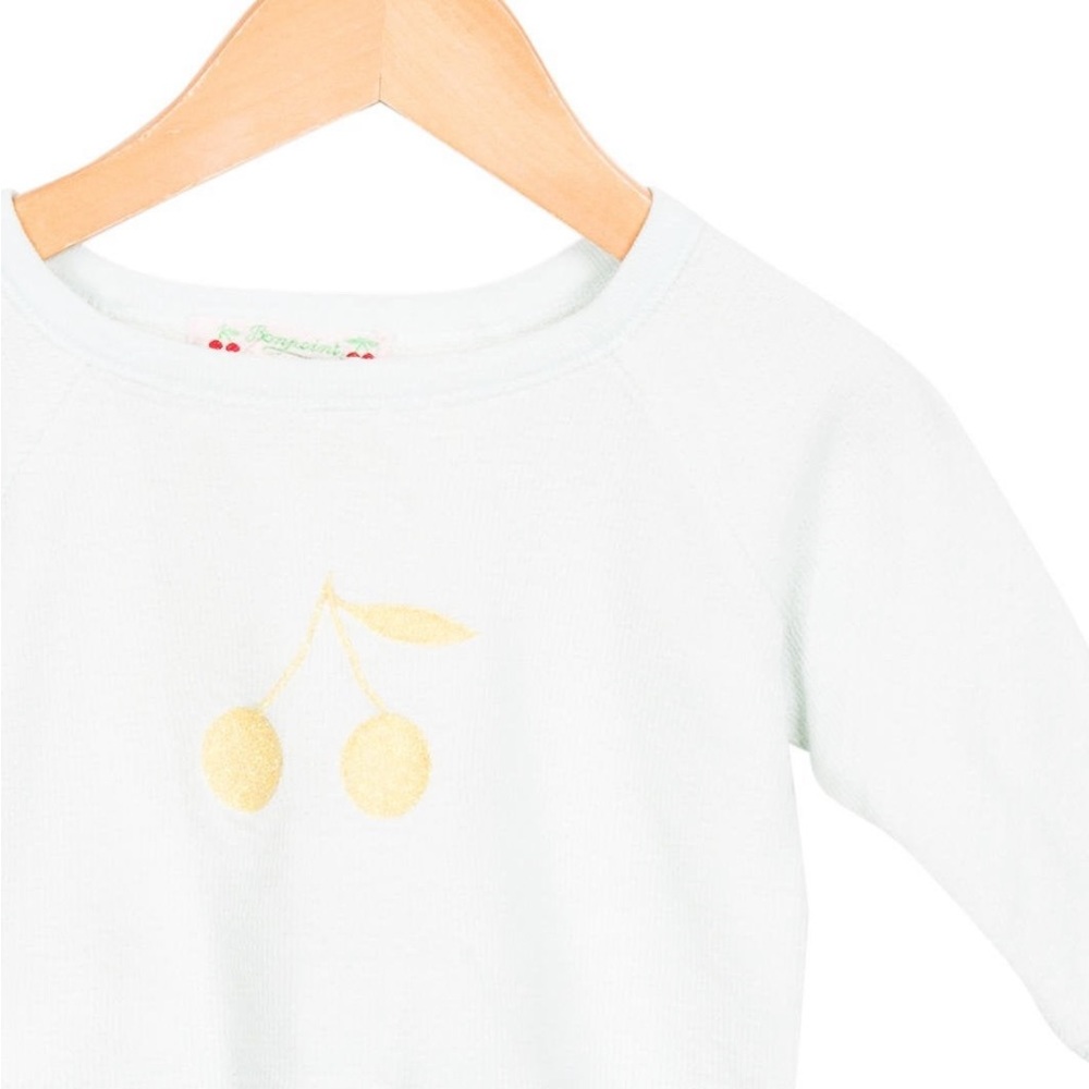 Authentic BONPOINT Girls Cherry Sweatshirt 12 Months - Picture 3 of 6